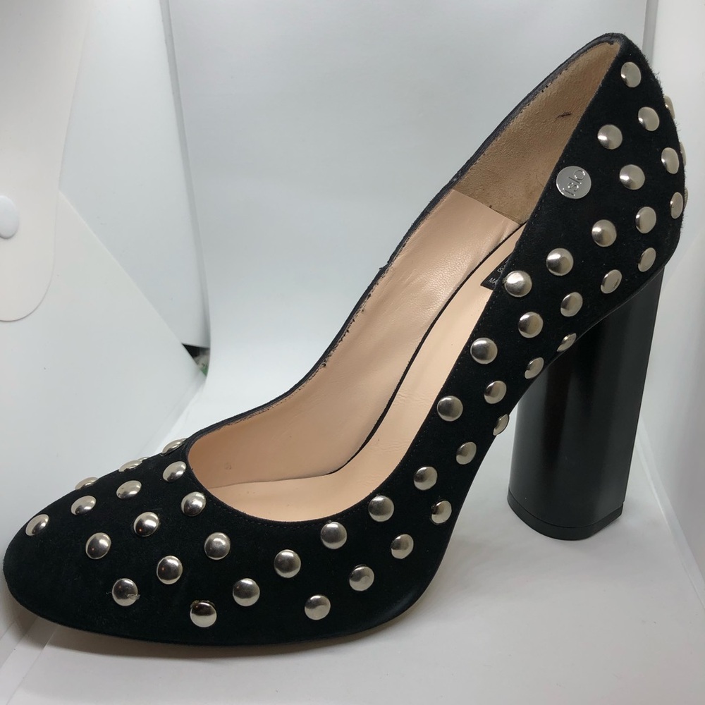 isabella lorusso black studded velvet shoes high pump size 40